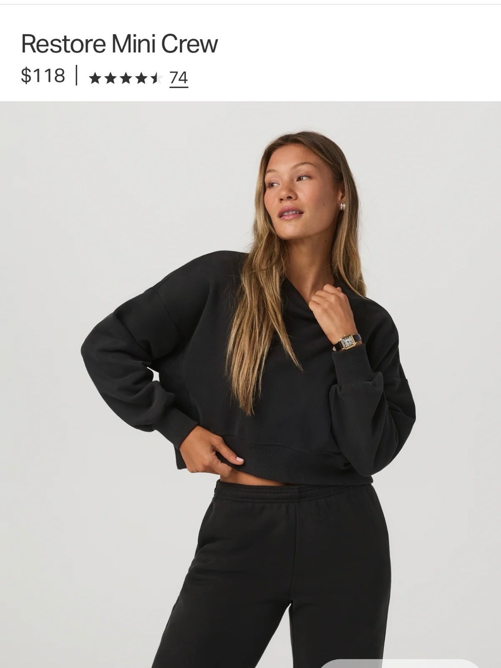 Vuori Restore Mini Crew Sweatshirt in Black